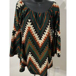 Vintage Voll top Womens Size S Bright Color Multi Pattern  Mid Length Tunic